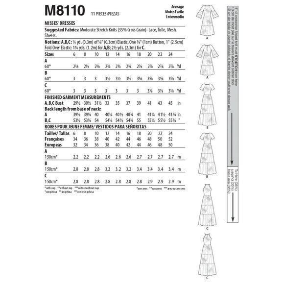 McCall's M8110 Misses 6 to 14 Tiered Dress Uncut Sewing Pattern New - Picture 7 of 9